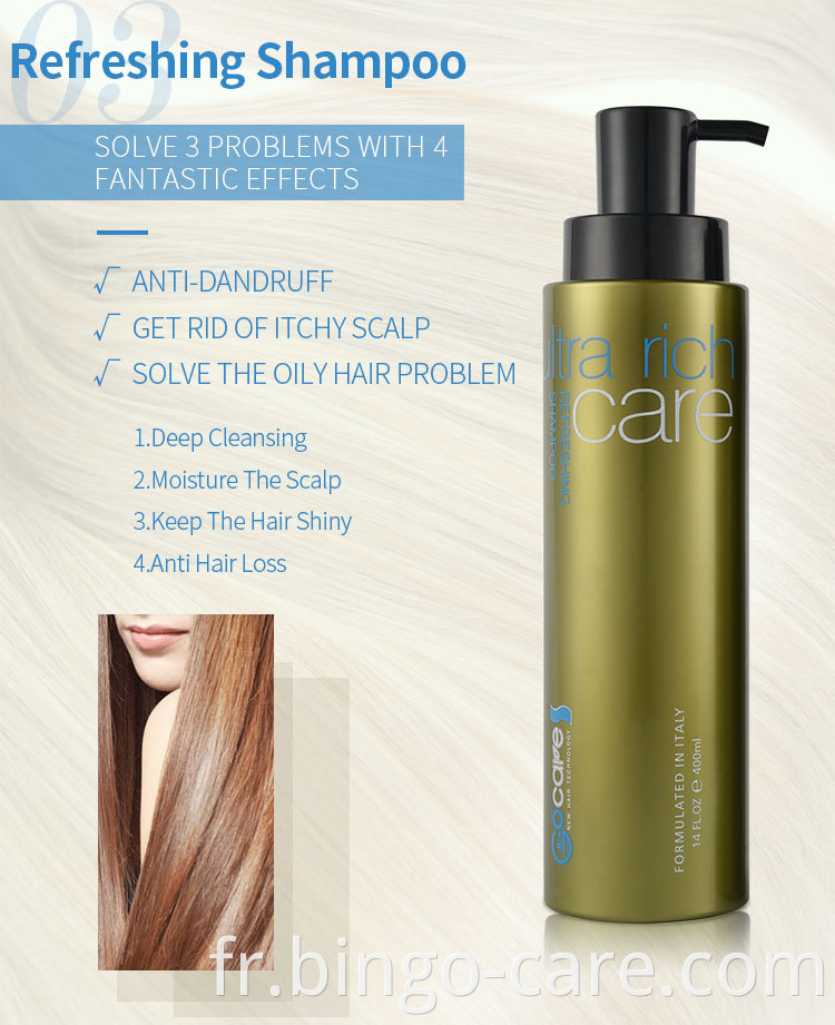 GOCARE Shampoing Rafraîchissant Hydratation Profonde Utilisation Salon Professionnel 400 ml/1000 ml